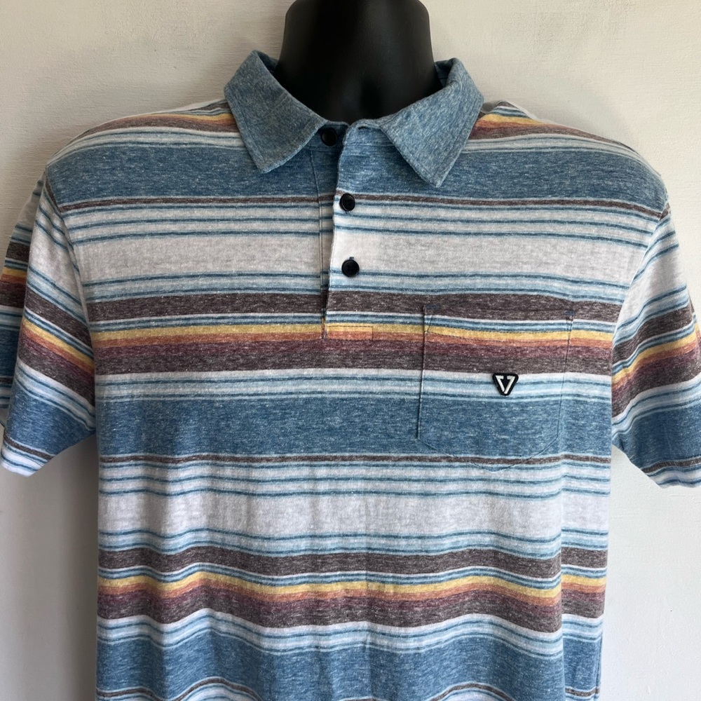 VISSLA Blue and Red Polo Shirt Classic Knit Design - Picture 2 of 11